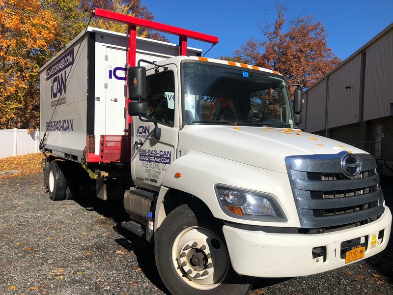 iCan Storage portable storage container on delivery truck going to areas we serve in NY NJ and CT