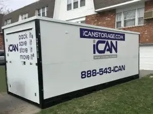 iCan portable storage container outside condo development for a client who is moving