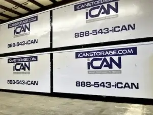 iCan portable storage containers in an indoor storage facility which is used if client is moving to another house but it's not ready yet